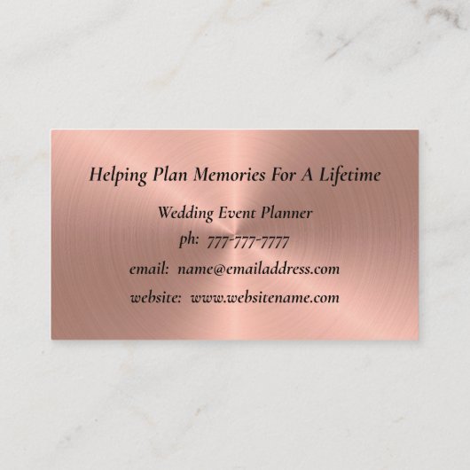 Roos Gold Wedding Event Planner Visitekaartje (Achterkant)