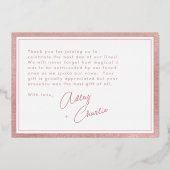 Roos Gold Wedding Foto Hartelijk dank Folie Feestdagenkaart (Achterkant)