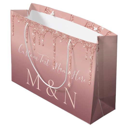 Roos Gold Wedding Gift Bag Gepersonaliseerde Jouw  Groot Cadeauzakje (Achterkant Gekanteld)