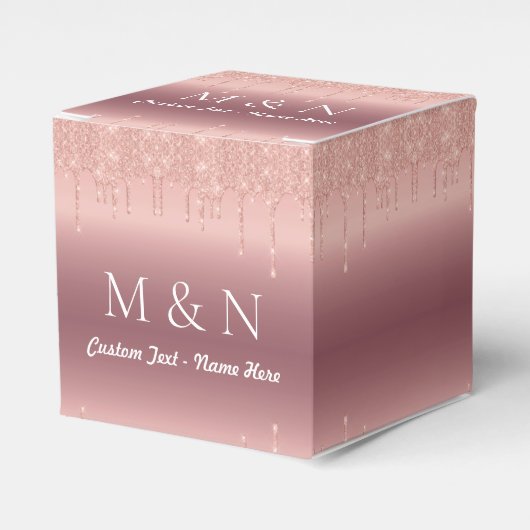 Roos Gold Wedding Gift Box Aangepaste naam en lett Bedankdoosjes (Voorkant Zijde)