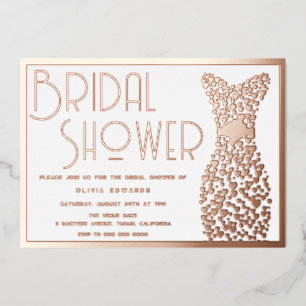 Roos Gold Wedding Gown  Retro Vrijgezellenfeest Folie Uitnodiging