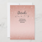 Roos Gold Wedding Invitation, Ombre Pink Kaart (Achterkant)