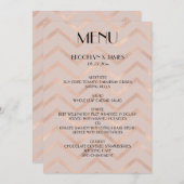 Roos Gold Wedding Menu Chevron Kaarten (Voorkant / Achterkant)