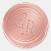 Roos Gold Wedding Monogram Faux Wax Seal Ronde Sticker (Voorkant)