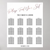 Roos Gold Wedding Reception Seating Chart Poster (Voorkant)
