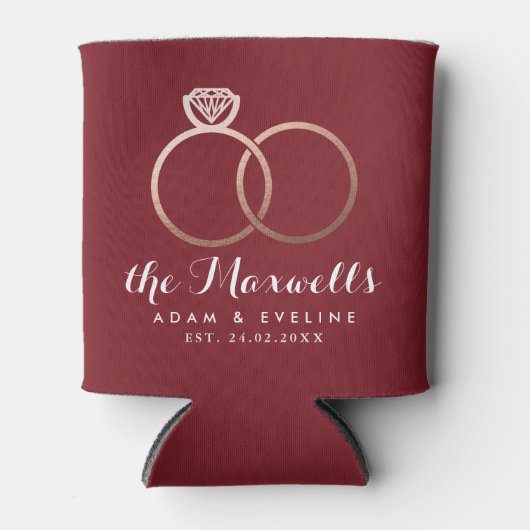 Roos Gold Wedding Rings Burgundy Koelbox Blikjeskoeler (Voorkant)