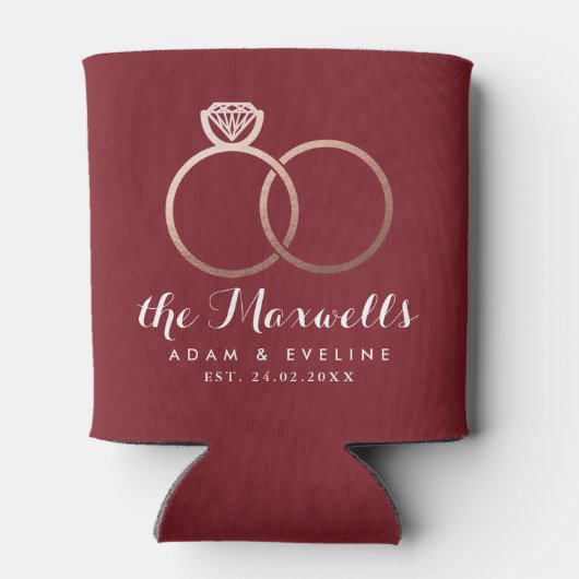 Roos Gold Wedding Rings Burgundy Koelbox Blikjeskoeler (Achterkant)