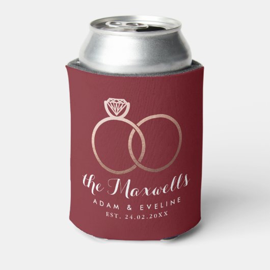 Roos Gold Wedding Rings Burgundy Koelbox Blikjeskoeler (Blikje Achterkant)