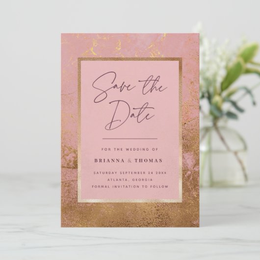 Roos Gold Wedding Save the Date (Staand voorkant)