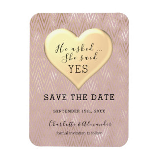 Roos Gold Wedding Save the Date Invitation Magneet