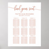 Roos Gold Wedding Seating Chart Chic Calligrafie Poster (Voorkant)