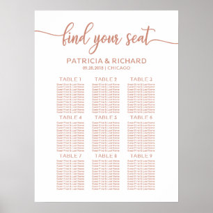 Roos Gold Wedding Seating Chart Chic Calligrafie Poster