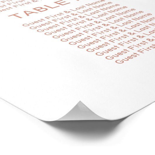 Roos Gold Wedding Seating Chart Poster (Hoek)