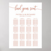 Roos Gold Wedding Seating Chart Poster (Voorkant)