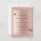 Roos Gold Wedding Uitnodiging Blush Glitter Driver (Voorkant)