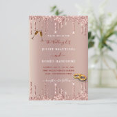 Roos Gold Wedding Uitnodiging - Gepersonaliseerd (Staand voorkant)