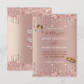 Roos Gold Wedding Uitnodiging - Gepersonaliseerd (Voorkant / Achterkant)