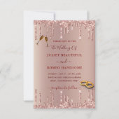 Roos Gold Wedding Uitnodiging met Glitter Drives (Voorkant)