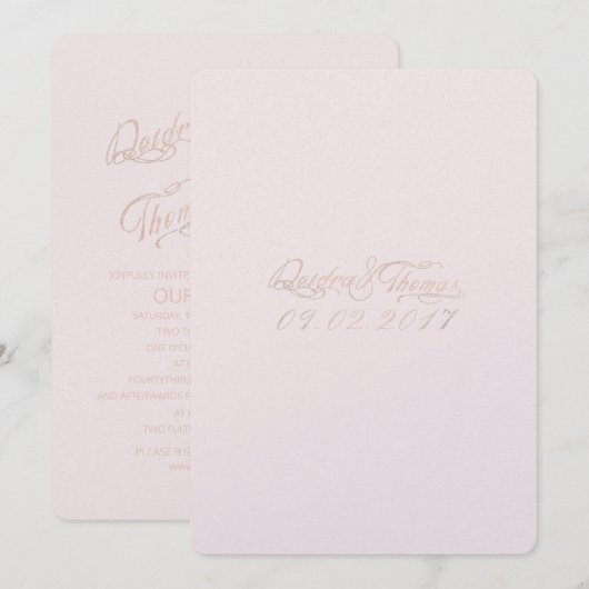 Roos Gold Wedding-uitnodigingen Kaart (Voorkant / Achterkant)