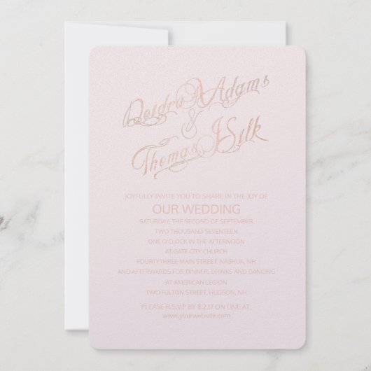 Roos Gold Wedding-uitnodigingen Kaart (Achterkant)