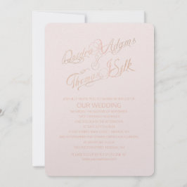 Roos Gold Wedding-uitnodigingen Kaart