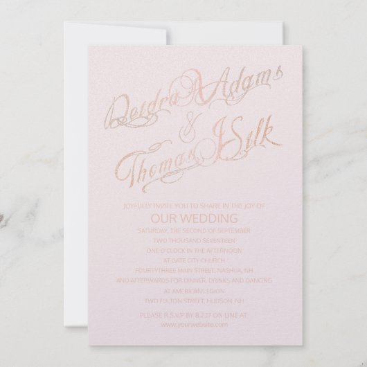 Roos Gold Wedding-uitnodigingen Kaart (Achterkant)