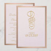 Roos Gold Wedding-uitnodigingen Kaart (Voorkant / Achterkant)