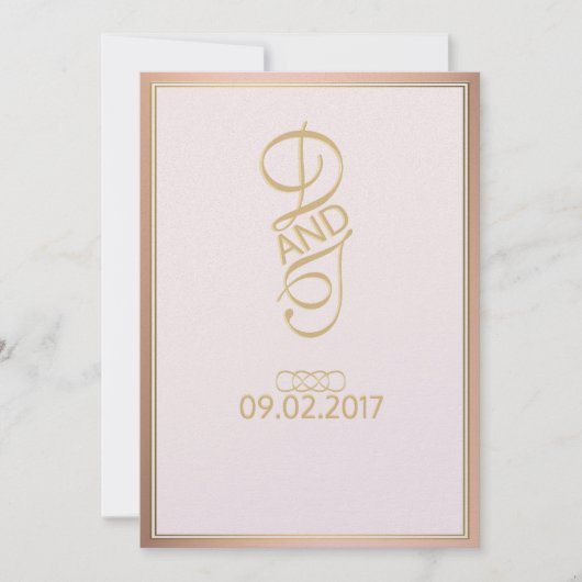 Roos Gold Wedding-uitnodigingen Kaart (Voorkant)