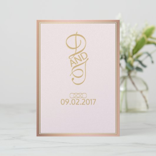 Roos Gold Wedding-uitnodigingen Kaart (Staand voorkant)