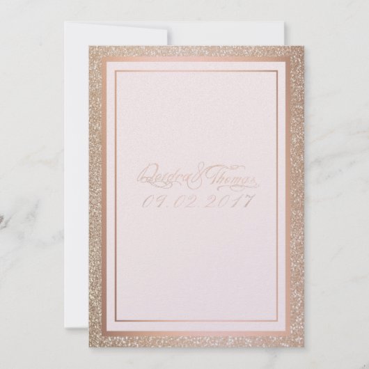 Roos Gold Wedding-uitnodigingen Kaart (Voorkant)