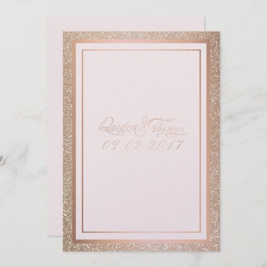 Roos Gold Wedding-uitnodigingen Kaart (Voorkant / Achterkant)