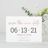 Roos Gold Wedding Uitstel Nieuwe Datum opslaan Save The Date (Staand voorkant)