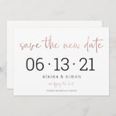 Roos Gold Wedding Uitstel Nieuwe Datum opslaan Save The Date (Voorkant / Achterkant)