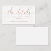 Roos Gold Wedding Website Enclosure Kaart (Voorkant / Achterkant)