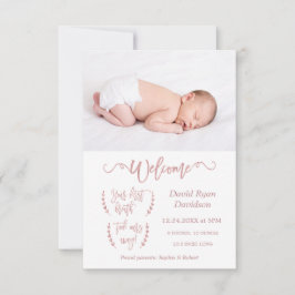 Roos Gold Welkom Foto Baby Geboorteaankondiging Aankondiging