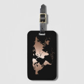 Roos Gold wereldkaart Bagagelabel (Voorkant (verticaal))