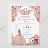 Roos Gold Western Charra Floral Boots Quinceañera Kaart (Voorkant)