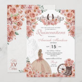 Roos Gold Western Charra Floral Boots Quinceañera Kaart (Voorkant / Achterkant)