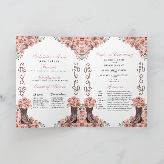 Roos Gold Western Charro Quinceañera Programma (Binnen)