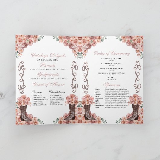 Roos Gold Western Charro Quinceañera Programma (Binnen)