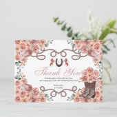 Roos Gold Western paard Quinceanera Hartelijk dank Bedankkaart (Staand voorkant)