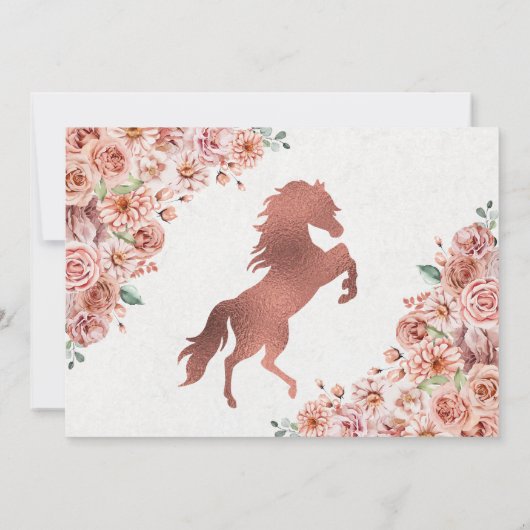 Roos Gold Western paard Quinceanera Hartelijk dank Bedankkaart (Achterkant)