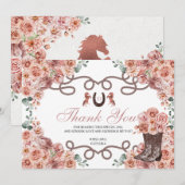 Roos Gold Western paard Quinceanera Hartelijk dank Bedankkaart (Voorkant / Achterkant)