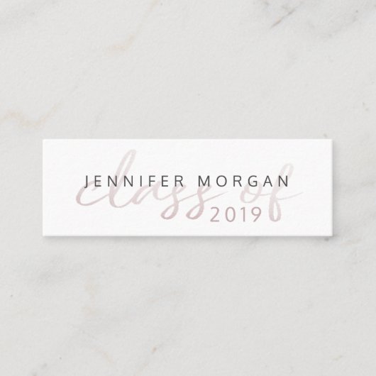 Roos Gold Whimsical-script | Kaart naam Afstuderen Mini Visitekaartje (Voorkant)