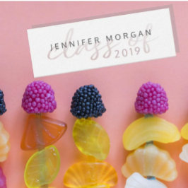 Roos Gold Whimsical-script | Kaart naam Afstuderen Mini Visitekaartje