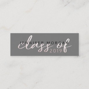 Roos Gold Whimsical-script   Kaart naam Afstuderen Mini Visitekaartje