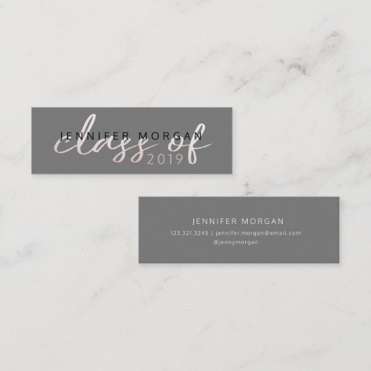 Roos Gold Whimsical-script | Kaart naam Afstuderen Mini Visitekaartje (Voorkant / Achterkant)