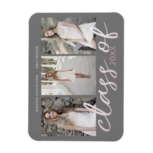 Roos Gold Whimsical Script Photo Afstuderen Magneet (Verticaal)