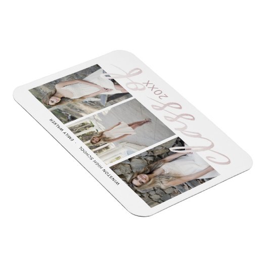 Roos Gold Whimsical Script Photo Afstuderen Magnet Magneet (Rechterzijde)