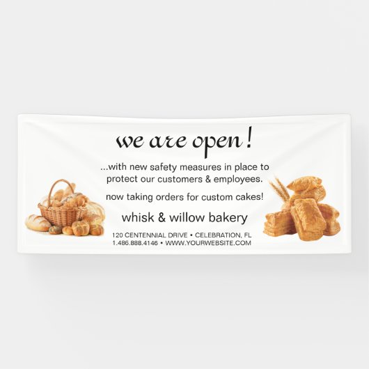 Roos Gold Whisk Bakery Business ReOpening Spandoek (Horizontaal)